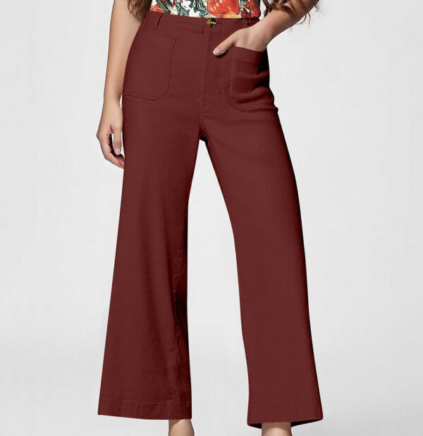 High Waist Slimming Casual Women's Cropped Wide-leg Pants