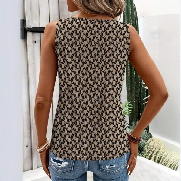 European And American Ladies Round Geometric Printed Vest - Image 2