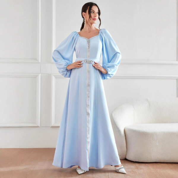 Elegant High Waist Rhinestone Women's Dress - Image 2